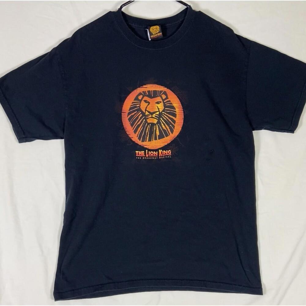 Vintage Lion King Shirt XXL Black Broadway Musical Disney Graphic Tee Faded Y2K